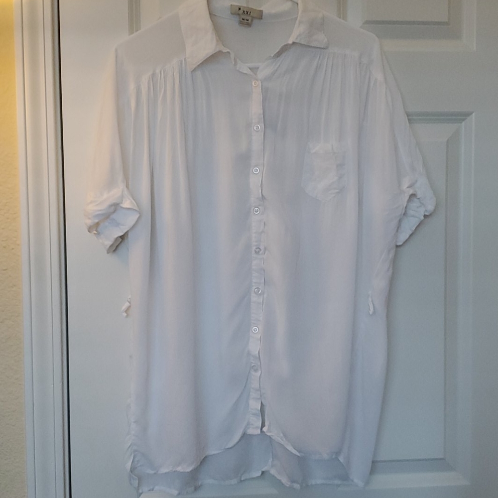 Forever 21 White loose fitted button up top